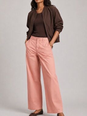 Uniqlo High-waisted Wide-Leg Casual Chic Cotton Pants in Light Coral Sz Medium